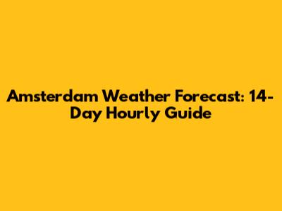 Amsterdam Weather Forecast: 14-Day Hourly Guide
