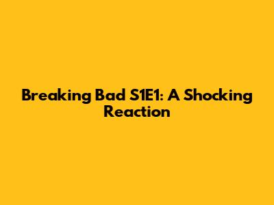 Breaking Bad S1E1: A Shocking Reaction