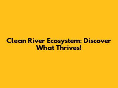 Clean River Ecosystem: Discover What Thrives!