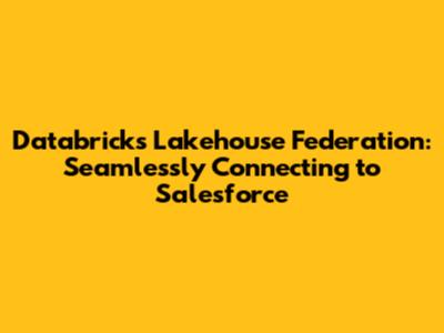 Databricks Lakehouse Federation: Seamlessly Connecting to Salesforce