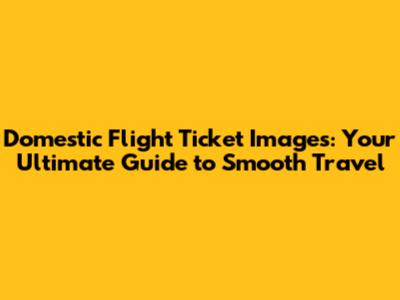 Domestic Flight Ticket Images: Your Ultimate Guide to Smooth Travel