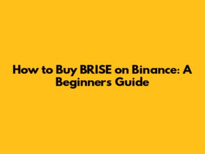 How to Buy BRISE on Binance: A Beginner's Guide