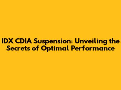 IDX CDIA Suspension: Unveiling the Secrets of Optimal Performance