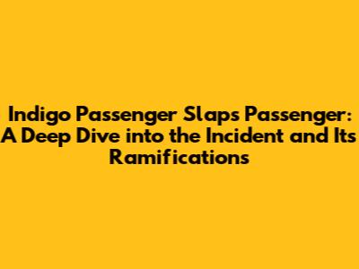 Indigo Passenger Slaps Passenger: A Deep Dive into the Incident and Its Ramifications