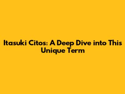Itasuki Citos: A Deep Dive into This Unique Term