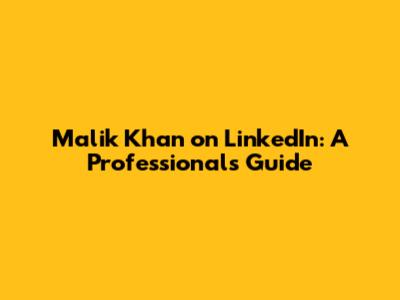 Malik Khan on LinkedIn: A Professional's Guide