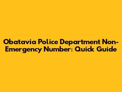 Obatavia Police Department Non-Emergency Number: Quick Guide