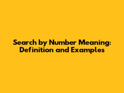 Search by Number Meaning: Definition and Examples