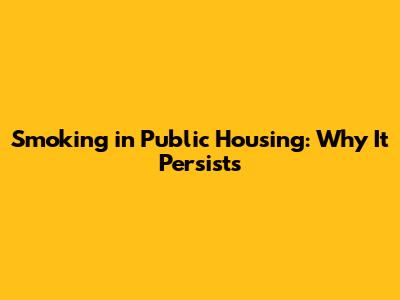 Smoking in Public Housing: Why It Persists