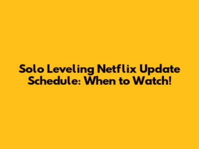 Solo Leveling Netflix Update Schedule: When to Watch!