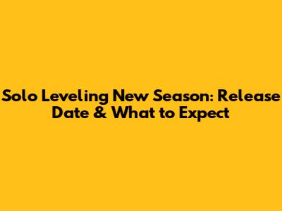 Solo Leveling New Season: Release Date & What to Expect