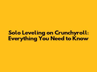 Solo Leveling on Crunchyroll: Everything You Need to Know