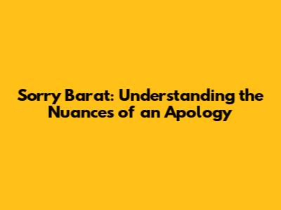 Sorry Barat: Understanding the Nuances of an Apology