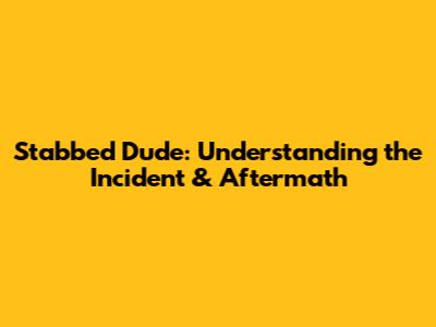 Stabbed Dude: Understanding the Incident & Aftermath