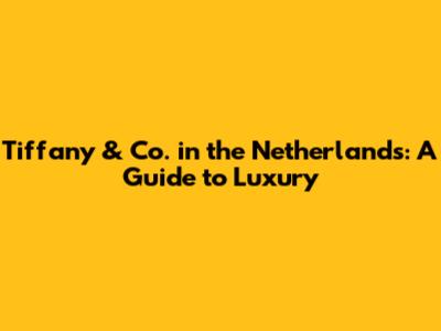 Tiffany & Co. in the Netherlands: A Guide to Luxury