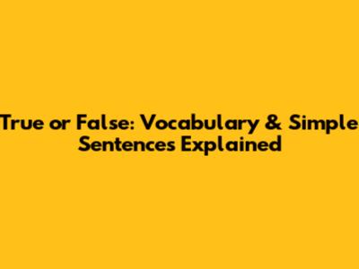 True or False: Vocabulary & Simple Sentences Explained