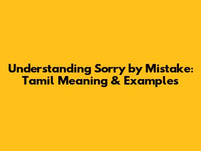 Understanding 'Sorry by Mistake': Tamil Meaning & Examples