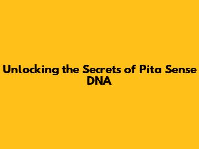 Unlocking the Secrets of Pita Sense DNA
