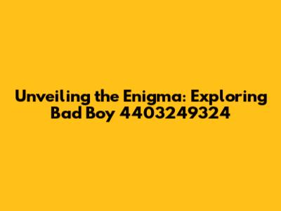 Unveiling the Enigma: Exploring Bad Boy 4403249324