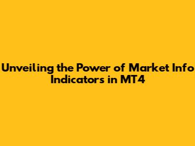 Unveiling the Power of Market Info Indicators in MT4